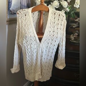 Jones New York Cream Open-Knit Cardigan Sz XL